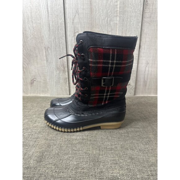 Maurices Whitney 15600 Womens Black Red Plaid Snow Boots Size 6M - Picture 4 of 7